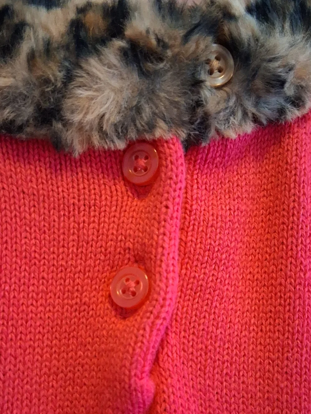 Gymboree Bright Pink Cable-Knit Sweater Dress with Faux Fur Trim Size 7